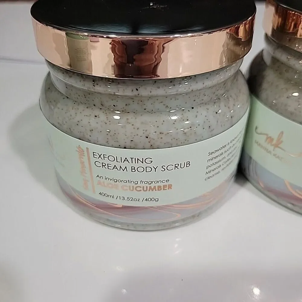 Manna Kadar Sea Minerals Exfoliating Cream Body Scrub Aloe Cucumber 2 Jars HB6